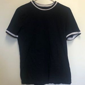 black tshirt with white trim